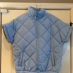 Blue Quilted Short Sleeve puffer Vest/Jacket